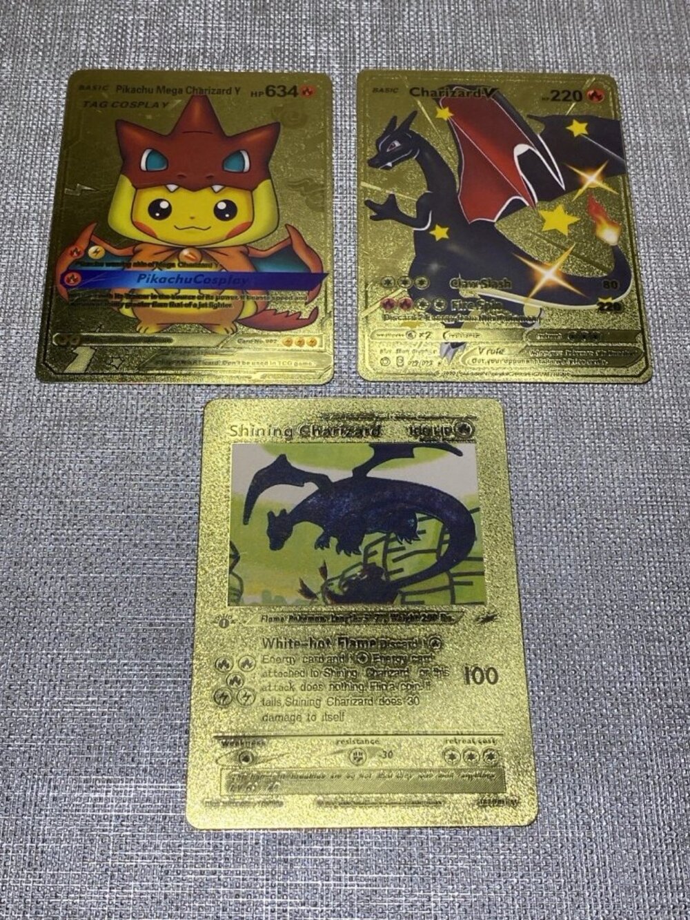 Custom Gold Charizard Pokemon Card Lot Shining Charizard 1st Edition Pikachu C